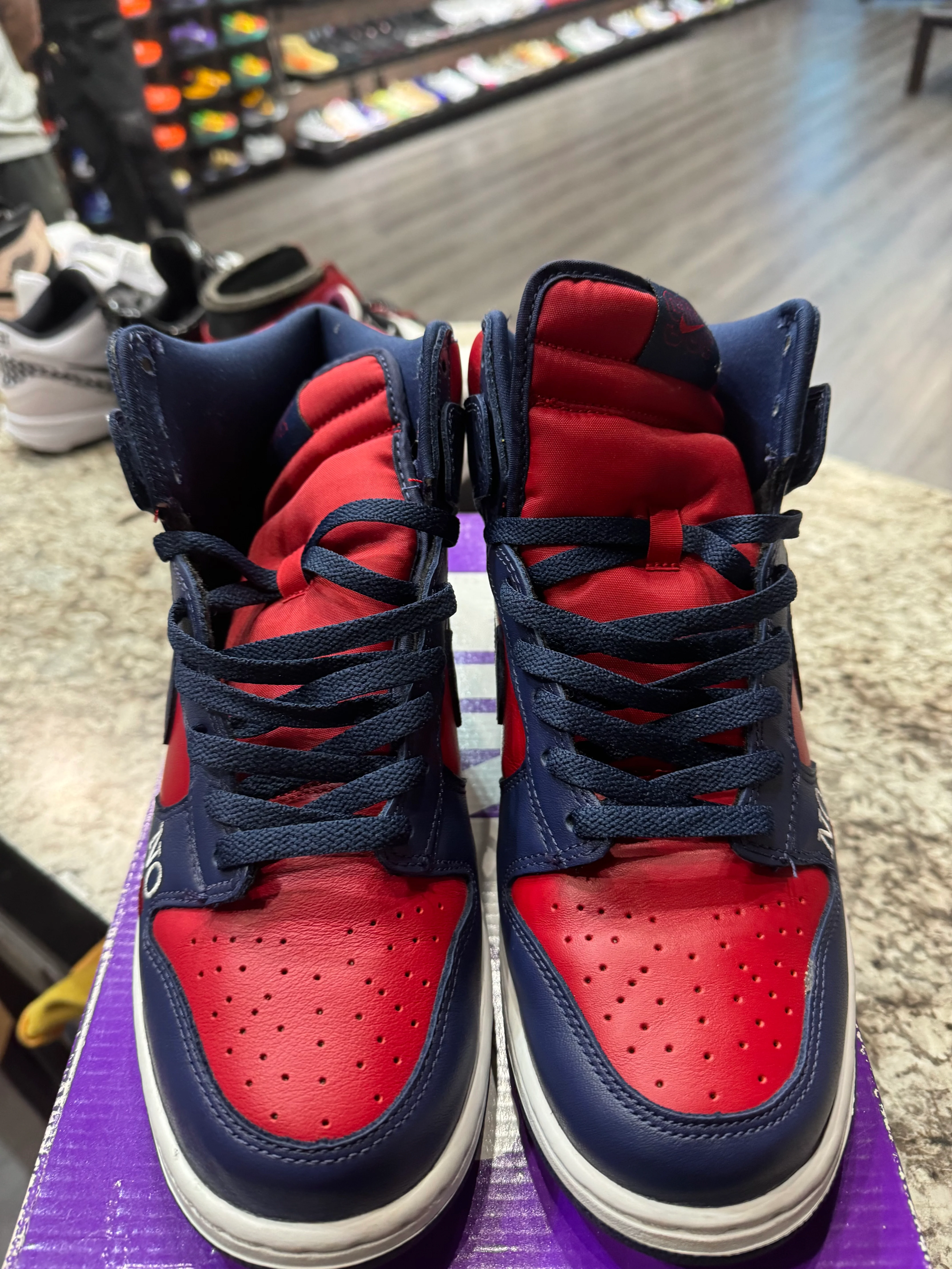 Nike SB Dunk High Supreme By Any Means Navy (Damaged Box) - Image 2